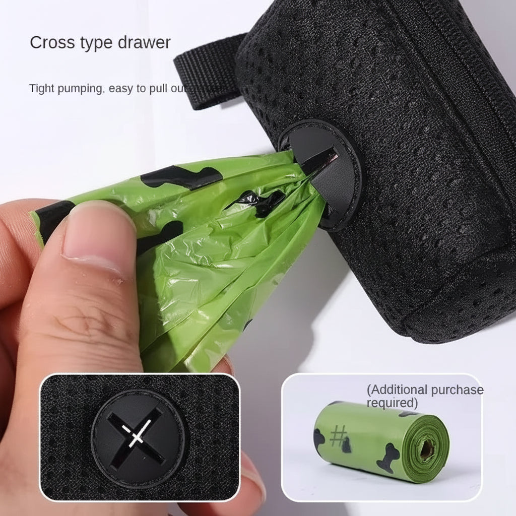 Dog Poop Bag Dispenser – Hanging Poop Bag Holder with Leash Attachment, Includes Bags, Pet Supplies for Walking
