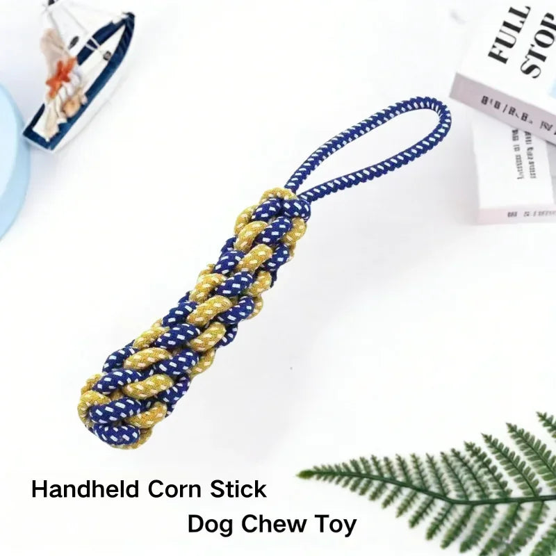 Dog Rope Chew Toys for Small & Medium Dogs, Plant-Dyed Cotton, Teeth Cleaning Toys, Carrot, Corn & Dumbbell Shapes