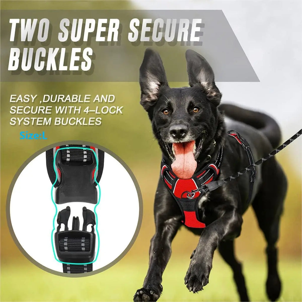 RoverGrip™ Pro No Pull Dog Harness - Adjustable Reflective Vest with Front Clip & Control Handle for Medium to Large Dogs
