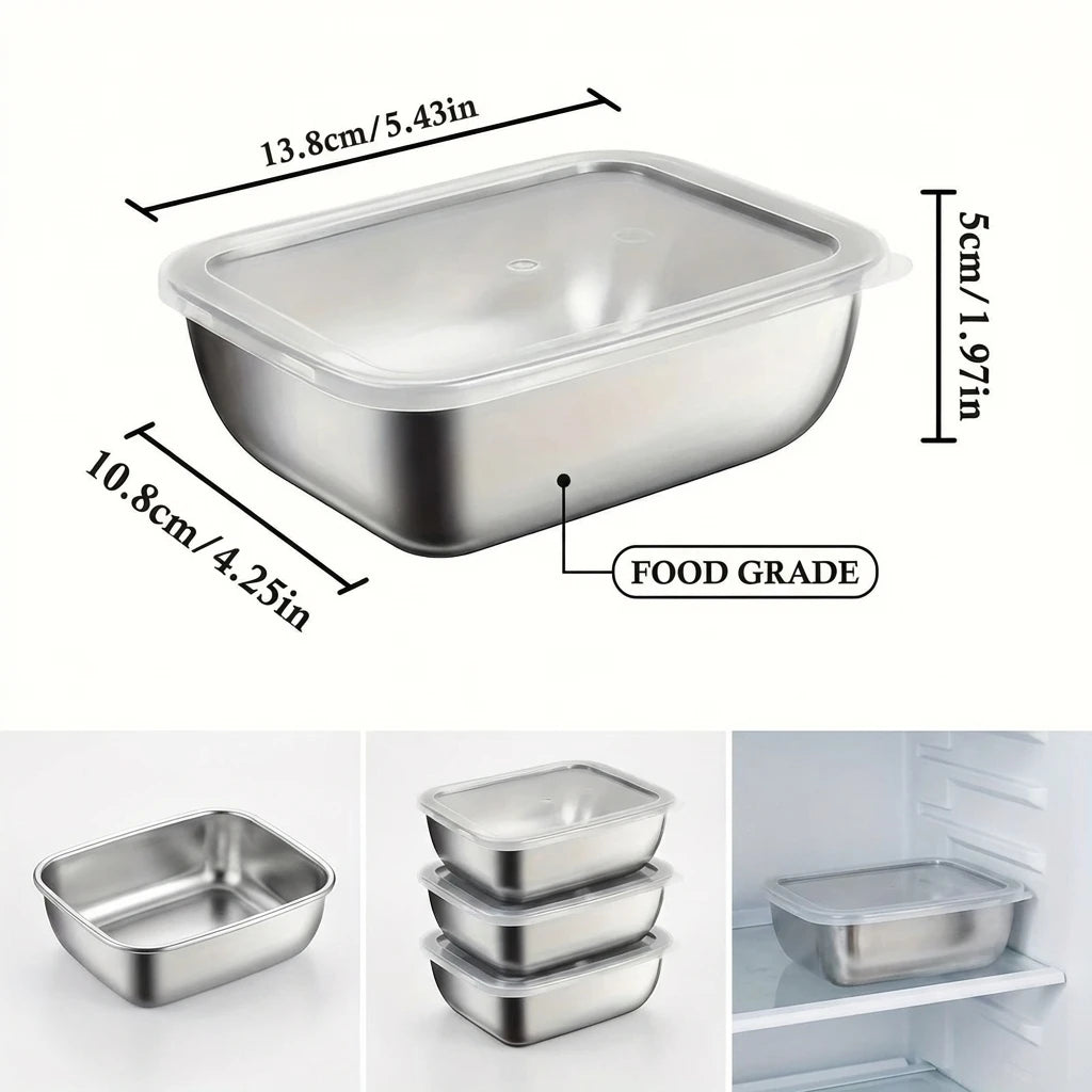 5-Piece Stainless Steel Food Storage Container Set | Stackable Meal Prep Lunch Boxes