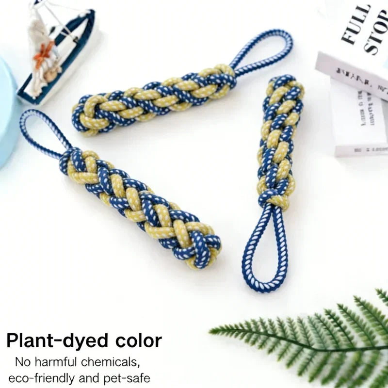Dog Rope Chew Toys for Small & Medium Dogs, Plant-Dyed Cotton, Teeth Cleaning Toys, Carrot, Corn & Dumbbell Shapes