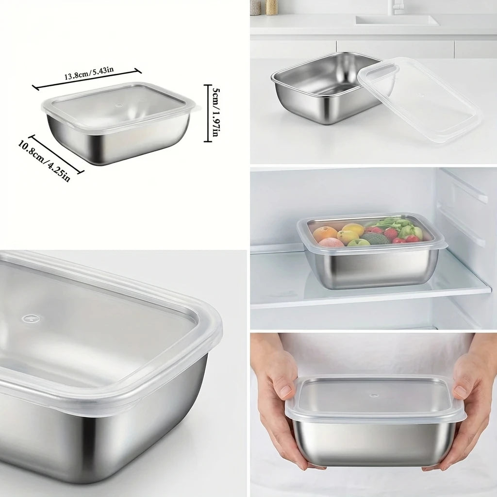 5-Piece Stainless Steel Food Storage Container Set | Stackable Meal Prep Lunch Boxes