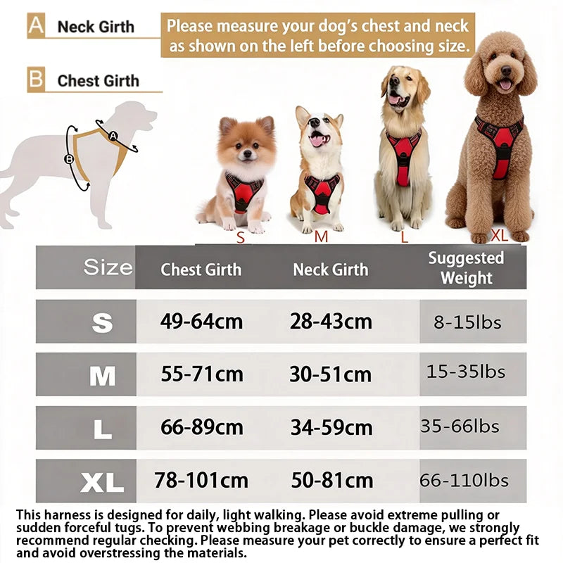 RoverGrip™ Pro No Pull Dog Harness - Adjustable Reflective Vest with Front Clip & Control Handle for Medium to Large Dogs