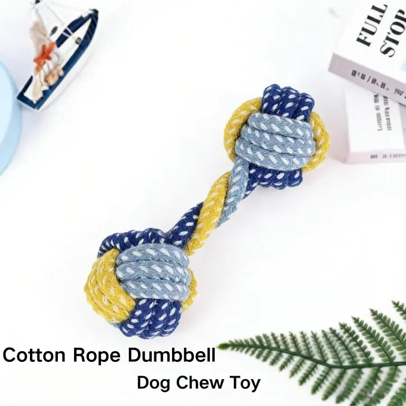 Dog Rope Chew Toys for Small & Medium Dogs, Plant-Dyed Cotton, Teeth Cleaning Toys, Carrot, Corn & Dumbbell Shapes