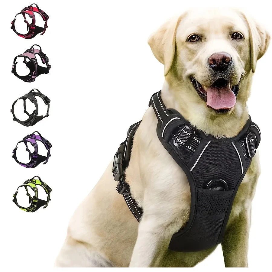 RoverGrip™ Pro No Pull Dog Harness - Adjustable Reflective Vest with Front Clip & Control Handle for Medium to Large Dogs