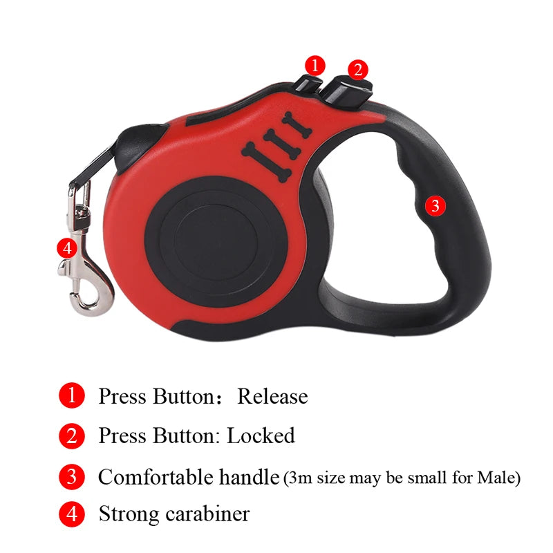 Automatic Retractable Leash for Small Dogs - Heavy Duty Nylon 3m/5m