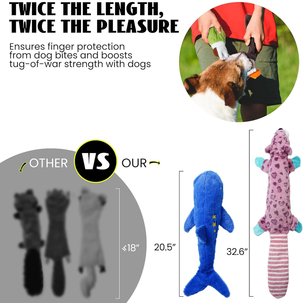 Squeaky Dog Toys No Stuffing, Crinkle Plush Puppy Toys for Small Medium Large Dogs, Interactive Boredom Toys