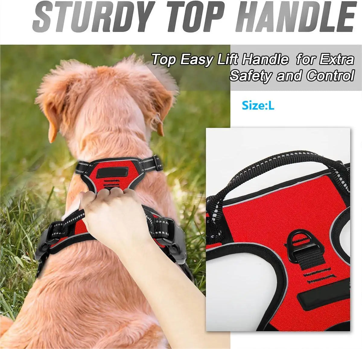RoverGrip™ Pro No Pull Dog Harness - Adjustable Reflective Vest with Front Clip & Control Handle for Medium to Large Dogs