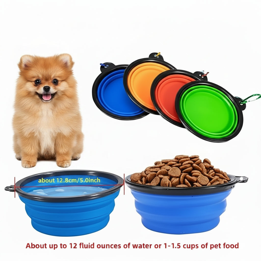 Collapsible Silicone Pet Bowl — Portable Travel Food & Water Bowl for Small Dogs