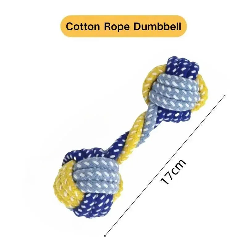 Dog Rope Chew Toys for Small & Medium Dogs, Plant-Dyed Cotton, Teeth Cleaning Toys, Carrot, Corn & Dumbbell Shapes