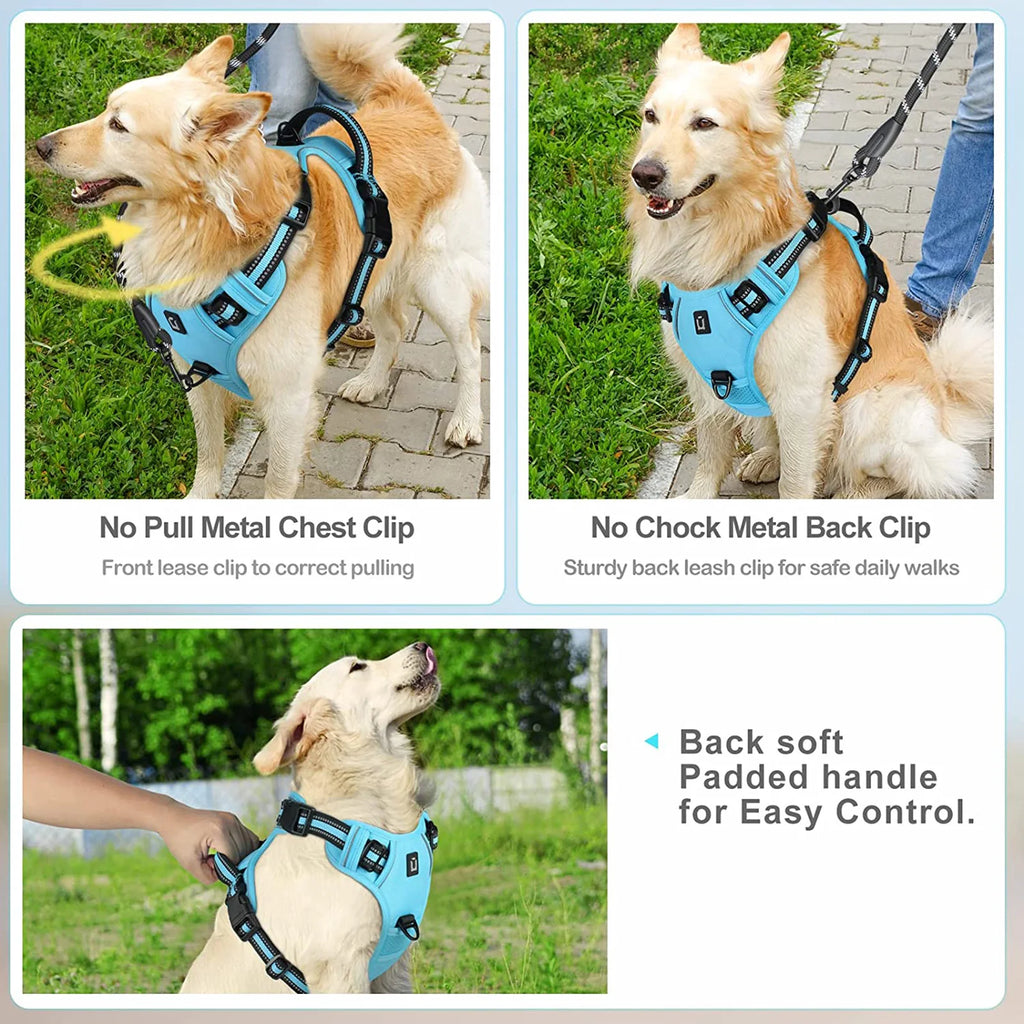 No Pull Dog Harness – Reflective Adjustable Pet Vest with Front Clip & Control Handle