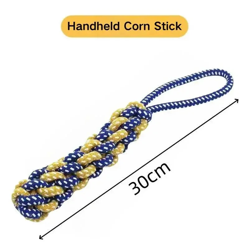 Dog Rope Chew Toys for Small & Medium Dogs, Plant-Dyed Cotton, Teeth Cleaning Toys, Carrot, Corn & Dumbbell Shapes