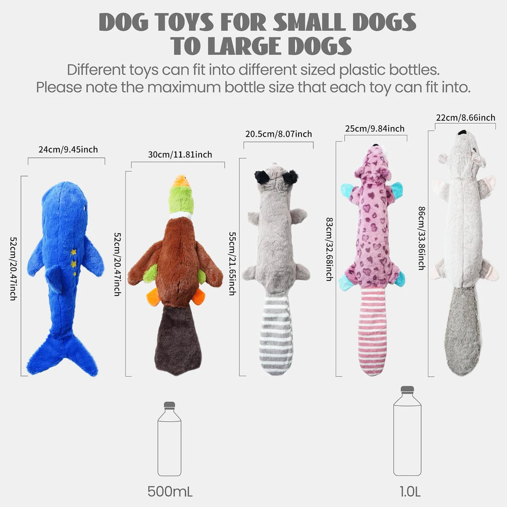 Squeaky Dog Toys No Stuffing, Crinkle Plush Puppy Toys for Small Medium Large Dogs, Interactive Boredom Toys