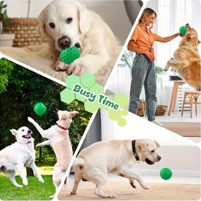 Durable Rubber Dog Chew Ball, Squeaky Toy for Aggressive Chewers, Beef Flavor