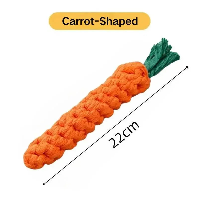 Dog Rope Chew Toys for Small & Medium Dogs, Plant-Dyed Cotton, Teeth Cleaning Toys, Carrot, Corn & Dumbbell Shapes