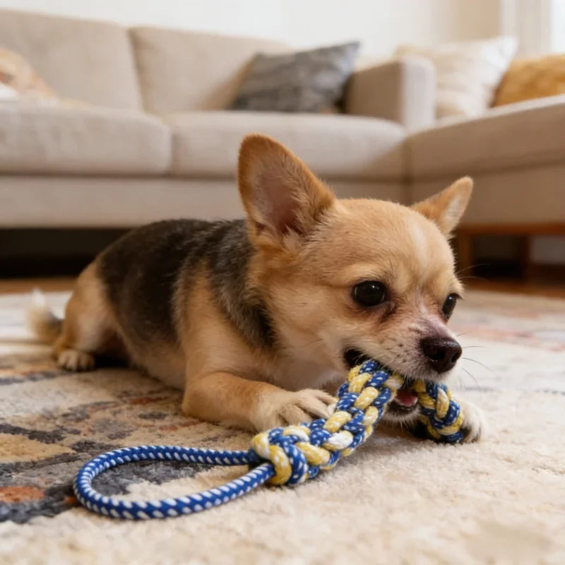 Dog Rope Chew Toys for Small & Medium Dogs, Plant-Dyed Cotton, Teeth Cleaning Toys, Carrot, Corn & Dumbbell Shapes