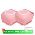 2-in-1 Pet Massage & Shower Brush – Soft Silicone Bristles with Shampoo Dispenser for Dogs