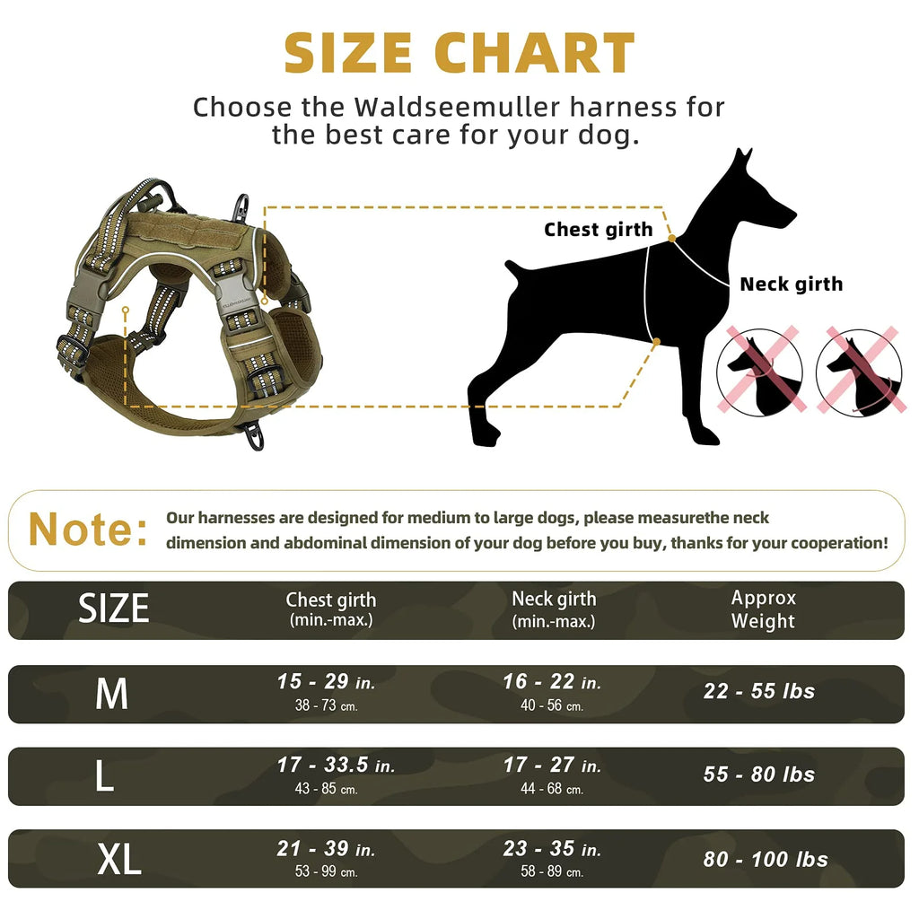 Tactical Dog Harness – No Pull Adjustable MOLLE Vest for Medium & Large Dogs