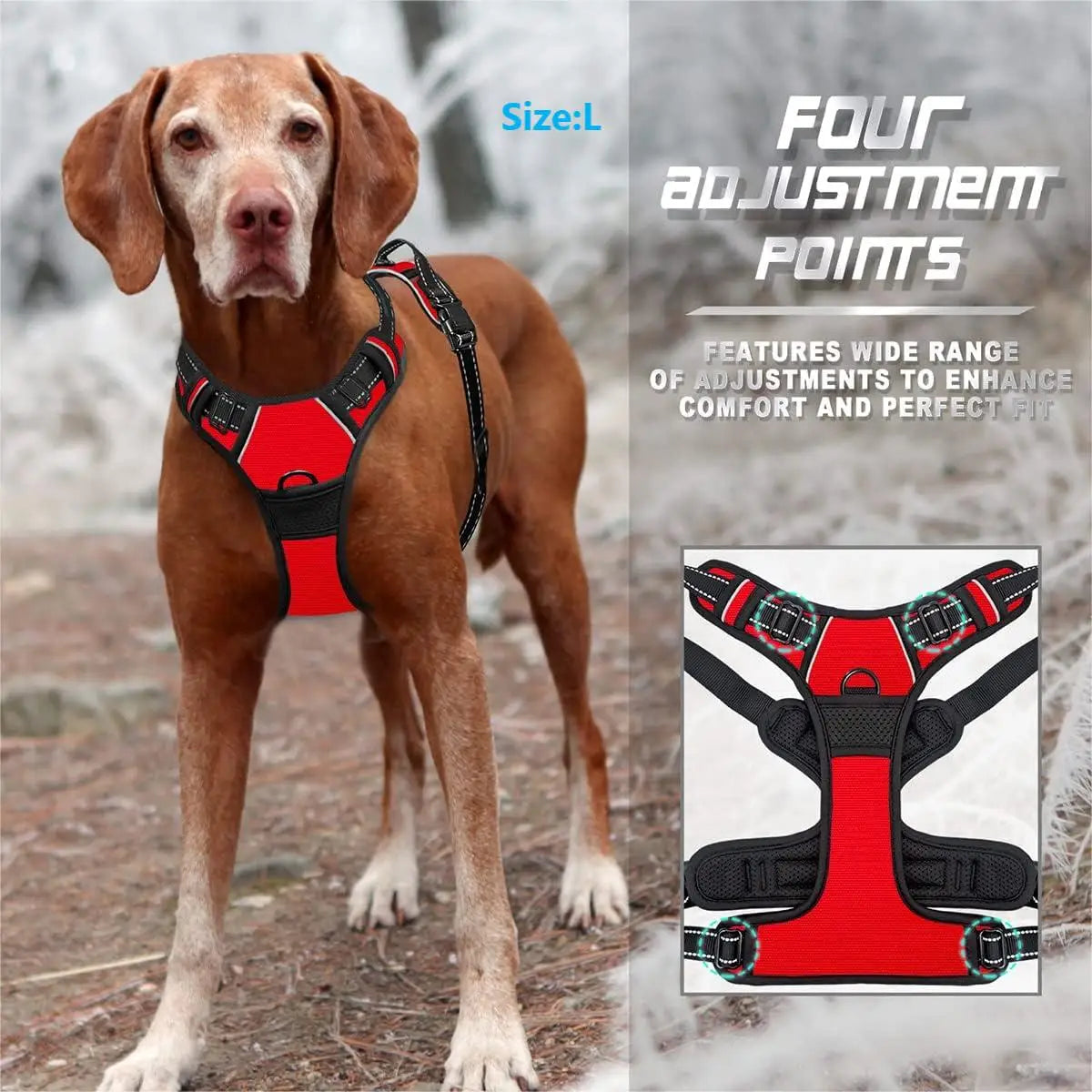 RoverGrip™ Pro No Pull Dog Harness - Adjustable Reflective Vest with Front Clip & Control Handle for Medium to Large Dogs
