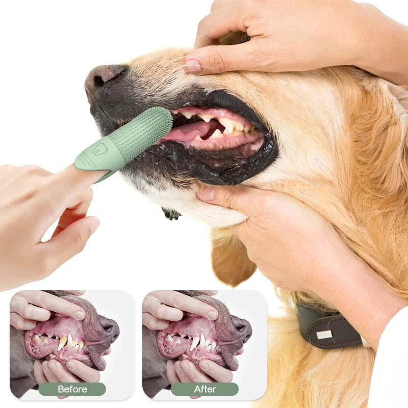 360° Finger Toothbrush for Dogs – Soft Food-Grade Silicone Dental Cleaner